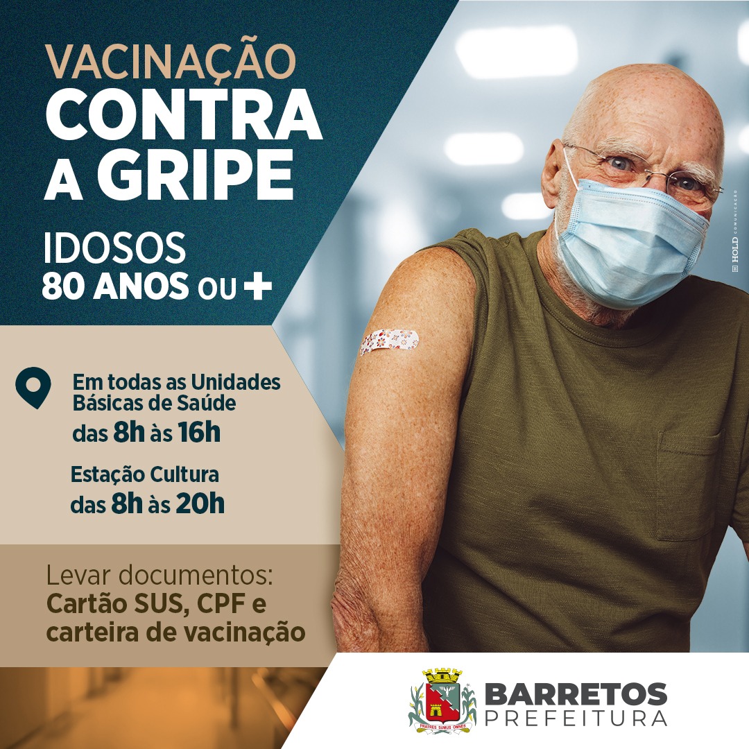 Vacina contra gripe está disponível para idosos com 80 anos ou mais em Barretos