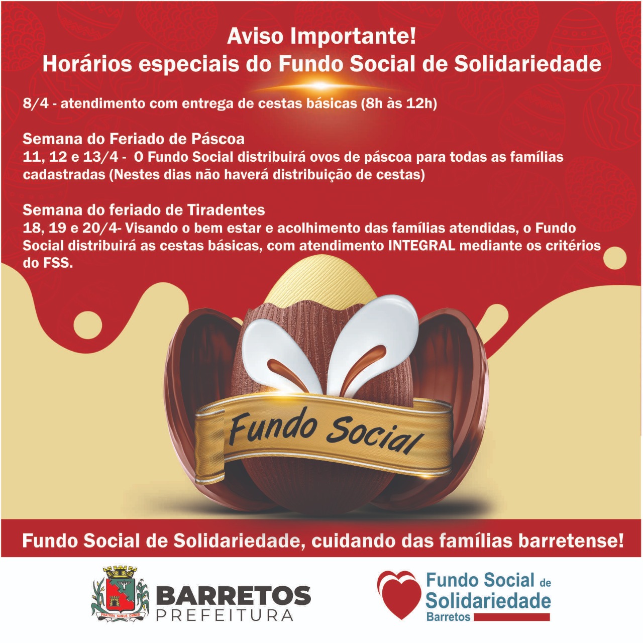 Fundo Social de Barretos divulga horários especiais de atendimento devido aos feriados