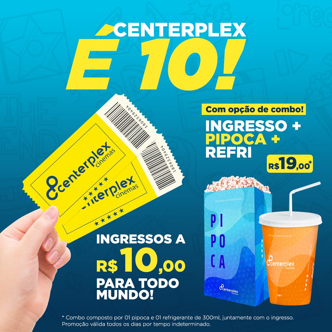Cinema por R$10, é a promoção do Centerplex no North Shopping Barretos até 30 de setembro