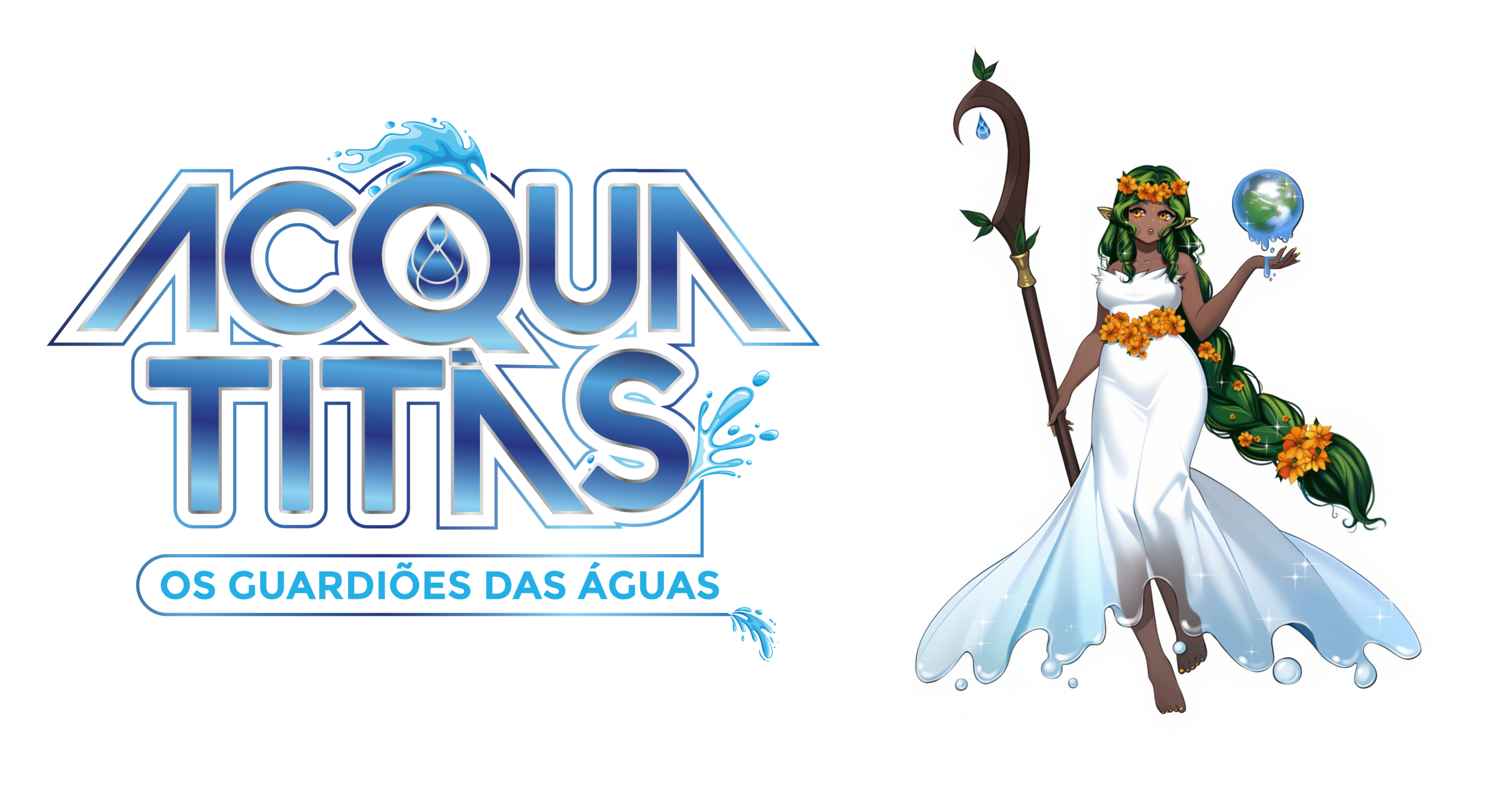Comitê do Baixo Pardo/Grande divulga logo do projeto de educação ambiental Acqua Titãs e ilustração da primeira personagem