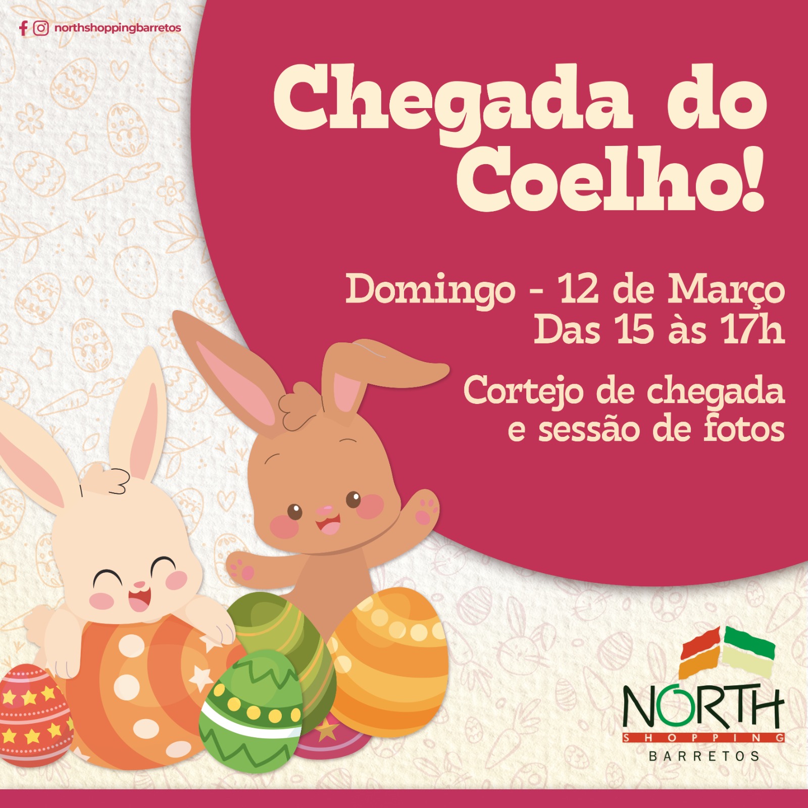 Páscoa em Barretos será aberta neste domingo,  12 de março, com a chegada do Coelho no North Shopping Barretos