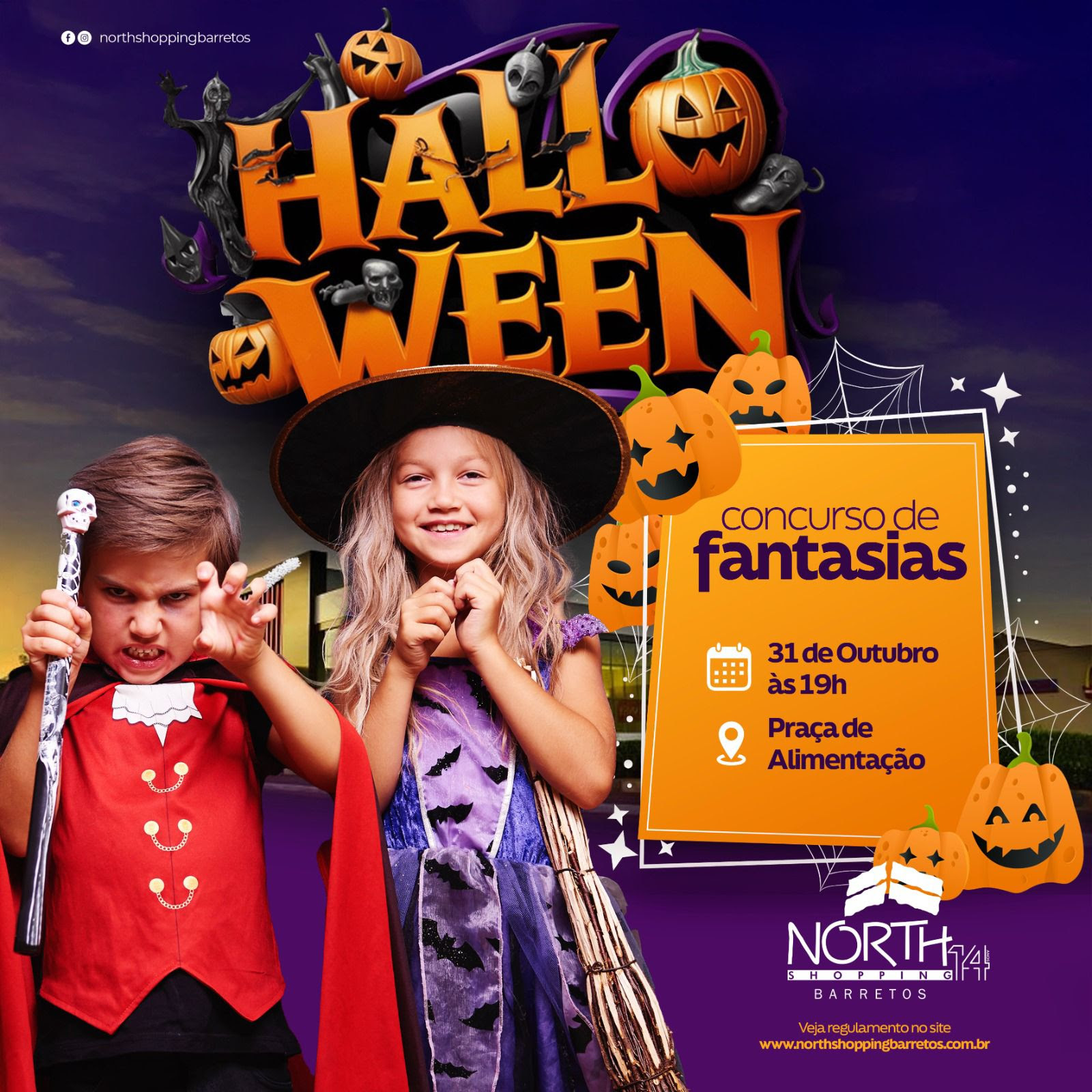 Atrações para a criançada comemorar o Halloween acontecem no North Shopping Barretos no dia 31 de outubro