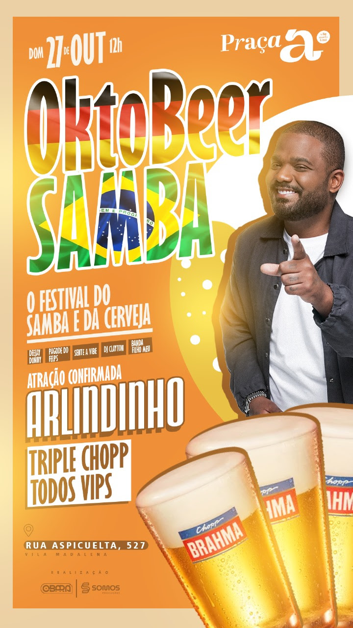 Superbar Praça A promove a ‘Oktobeersamba’ com ‘Triple Chopp’ e show especial do cantor Arlindinho em São Paulo