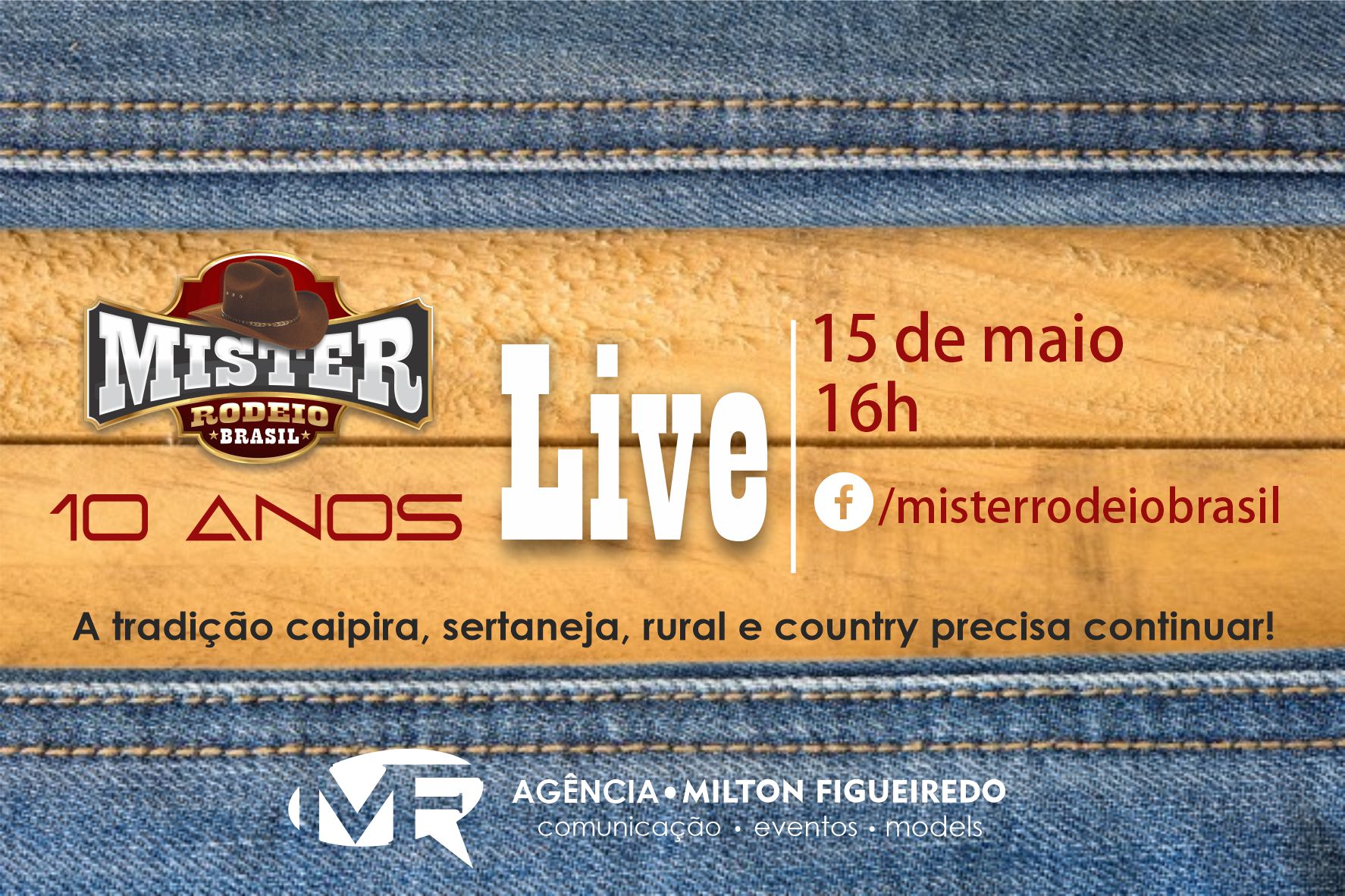 10 anos do Mister Rodeio Brasil será celebrado em Live no dia 15 de maio